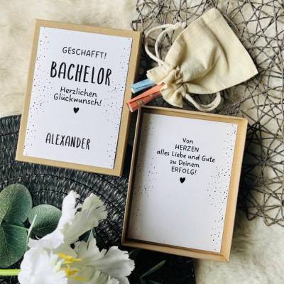 Personalisiertes Geldgeschenk zum Bachelor – handgemachte Geschenkbox zum Studienabschluss- Absolventengeschenk