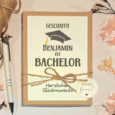 Personalisiertes Geldgeschenk zum Bachelor – Handgemachte Geschenkbox für den Studienabschluss