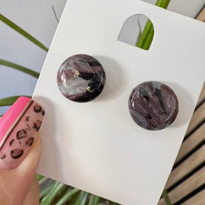 Ohrstecker | Studs | grau lila marble Look