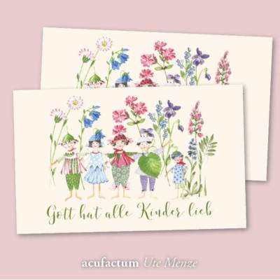 2 Aufnäher -Blumenkinder- 50 x 80mm acufactum Kerstin Heß Webetikett Label Flicken Patch