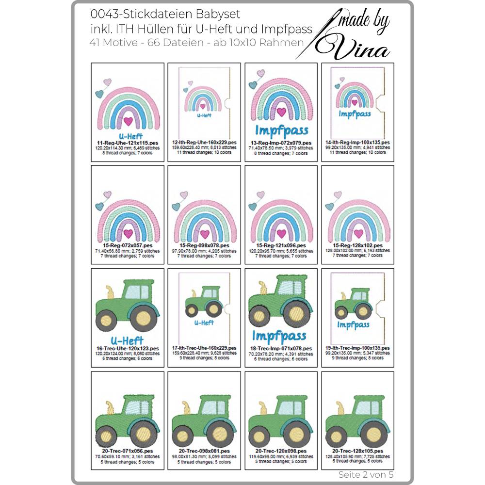 Stickdateien Babyset im Shabby Stil – 41 Motive & ITH-Hüllen ab 10x10 Rahmen Bild 4