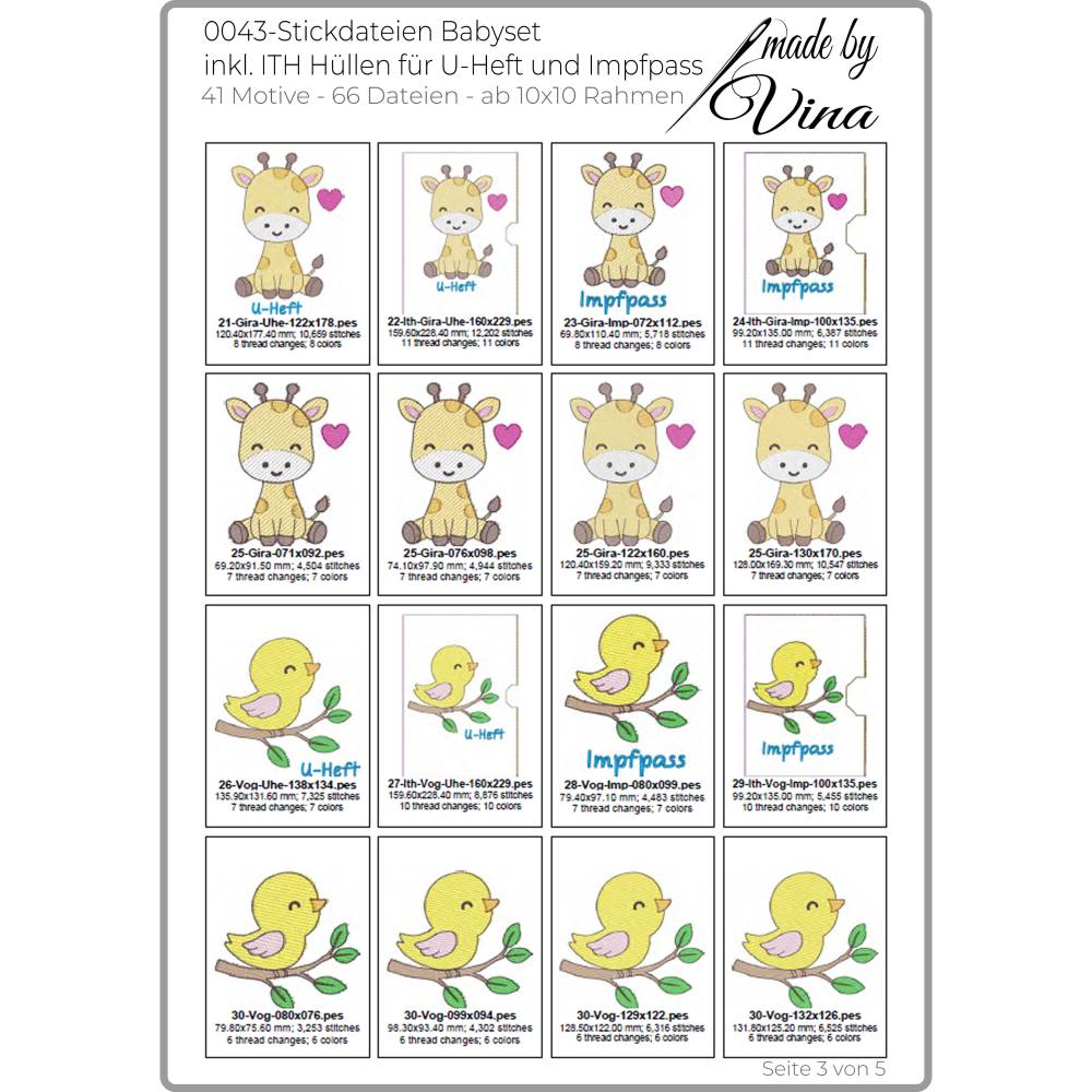 Stickdateien Babyset im Shabby Stil – 41 Motive & ITH-Hüllen ab 10x10 Rahmen Bild 5