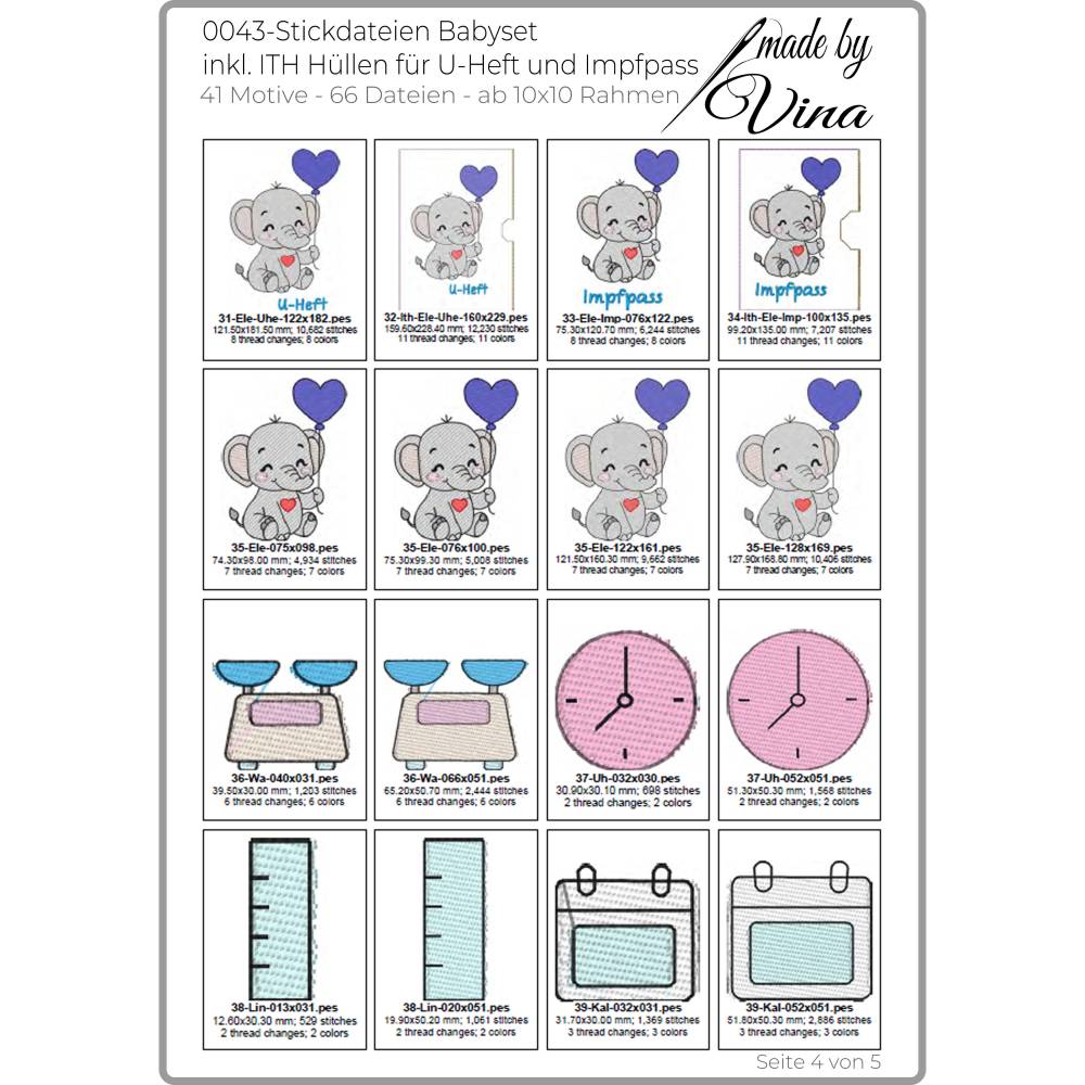 Stickdateien Babyset im Shabby Stil – 41 Motive & ITH-Hüllen ab 10x10 Rahmen Bild 6