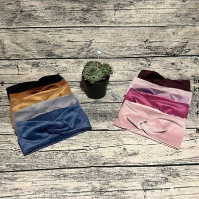 Haarband Bandeau Cordoptik Cordjersey Uni KU52-56 cm – Weiches Stirnband aus Baumwolle & Elasthan