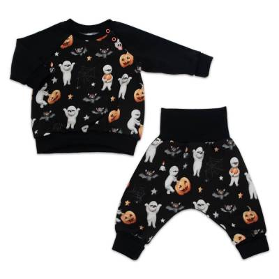Halloween-Set Outfit Langarmshirt + Pumphose "Mumien" Kürbis & Fledermaus, ab Frühchen Größe