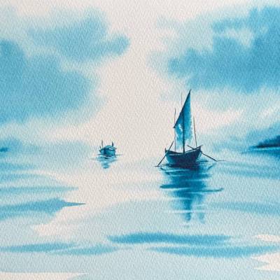 Original Aquarell "Stille Seefahrt" | 23 × 31 cm