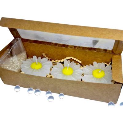 Margeriten-Kerzen und Wasserperlen-Set für Wasserkerze