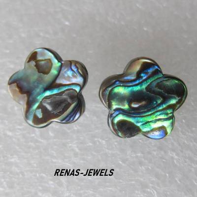 Abalone Paua Perlmutt Ohrstecker Blume Regenbogenfarben – Einzigartige Muschelohrringe