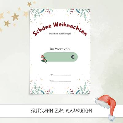 Last Minute Geschenk - Weihnachtsgutschein zum Ausdrucken
