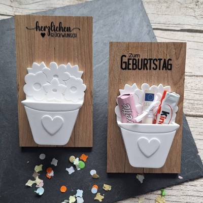 Geldgeschenk Blumenkörbchen zum Geburtstag ~ Geschenkverpackung ~ Mitbringsel