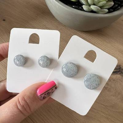 Ohrstecker | Studs | grau Steinoptik 2 Größen