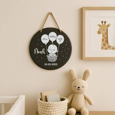 Geschenk zur Geburt oder Taufe – Personalisierte Schiefertafel zur Geburt – mit Namen & Geburtsdaten