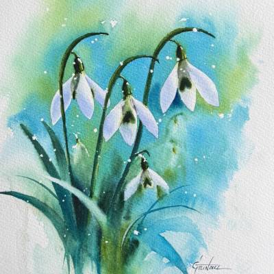 Original Aquarell "Schneeglöckchen" | 23 × 31 cm