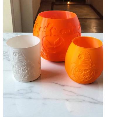 Halloween Teelichthalter 3D-Druck – Kürbis & Hexe aus PLA, handgefertigt, umweltfreundlich