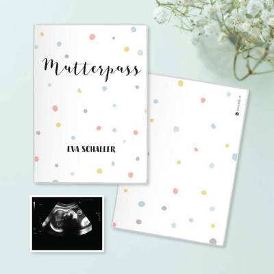Mutterpasshülle personalisiert mit Namen – Schutzhülle für Mutterpass »Konfetti« – Geschenk zur Schwangerschaft