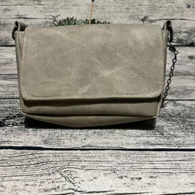 Kleine Handtasche-steingrau-Kunstleder-Ausgehtasche-Umhängetasche-steingrau