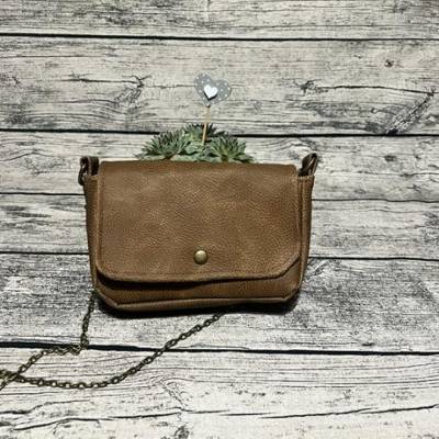 Kleine Handtasche-Kunstleder-Ausgehtasche-Umhängetasche-braun