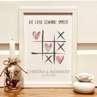 Personalisiertes Hochzeitsgeschenk Tic Tac Toe – Kreatives Geldgeschenk zur Hochzeit im A4-Format