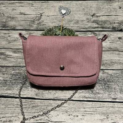 Kleine Handtasche-Baumwolle-Leinen-Leinenoptik.altrosa