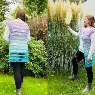 Häkelanleitung Weste Solara – Elegante RVO-Weste häkeln