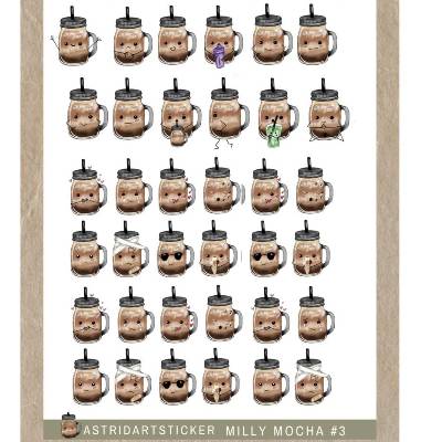 Milly Mocha - mixed 5 Stickersheet   : Funktionale Milly Sticker für Pocket Planner