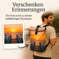 Personalisierter Rucksack mit eigenem Foto oder Kinderzeichnung | Handmade Rolltop Rucksack | Einzigartiges Geschenk