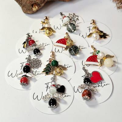 Perlenschutzengel aus Edelsteinen – Handgefertigter Schutzengel mit Strass & Emaille als Weihnachtsgeschenk