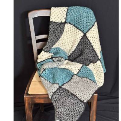 Große Häkeldecke aus Granny Squares – Seide & Schurwolle, Unikat, 1,55 x 1,55 m