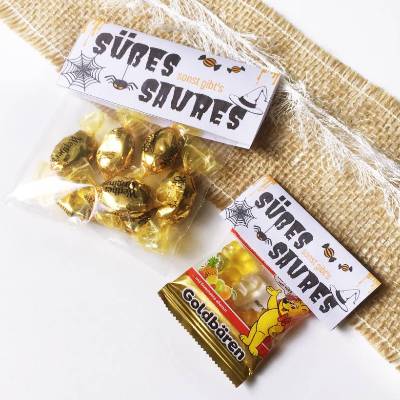 Halloween, Druckvorlage, Tütenverschluss, Süßes oder Saures, Halloweenparty, Geschenkidee, Schülergeschenk, Herbstferien