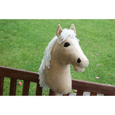 Tolles Hobby Horse, Steckenpferd, creme mit heller Blesse,Stecken 39 cm, 