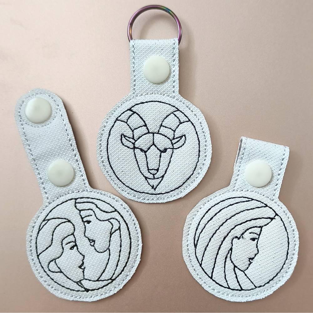 Stickdatei Sternzeichen Schlüsselanhänger ITH Set 2583 – 12 Dateien für Taschenbaumler & Anhänger von Design-by-Jasmina Bild 2