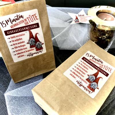 15 Minuten Weihnachten in der Tüte, Geschenkset, fertig befüllt, Geschenktüte, Weihnachtstüte, Mitbringsel Wichtelparty
