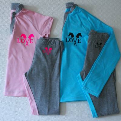 Set für Hobby Horse, 2-teilig, Shirt und Reitleggings, 2 farbig mit Logo, Gr. 128-158 