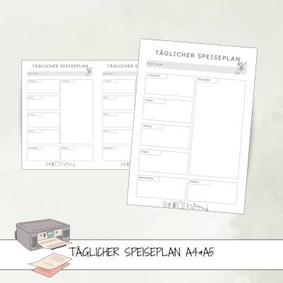 Täglicher Speiseplan zum Ausdrucken inkl. Einkaufszettel – Perfekt für deine Essensplanung
