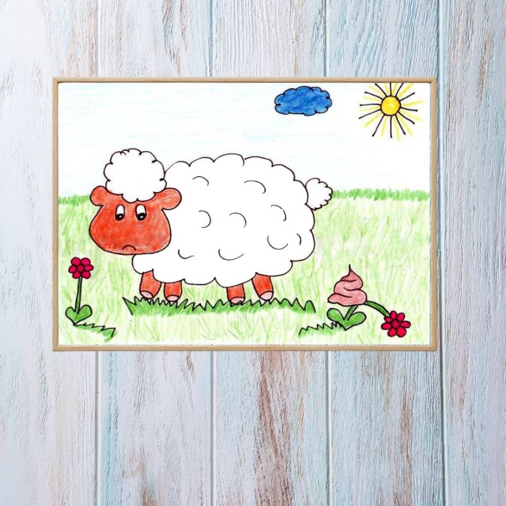Postkarte, Poster, Illustration , Schaf ups, gute Nacht, handgemalt, PDF Download Bild 2