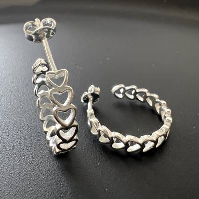 Creolen 925 Silber, offen, Herzen | BX7