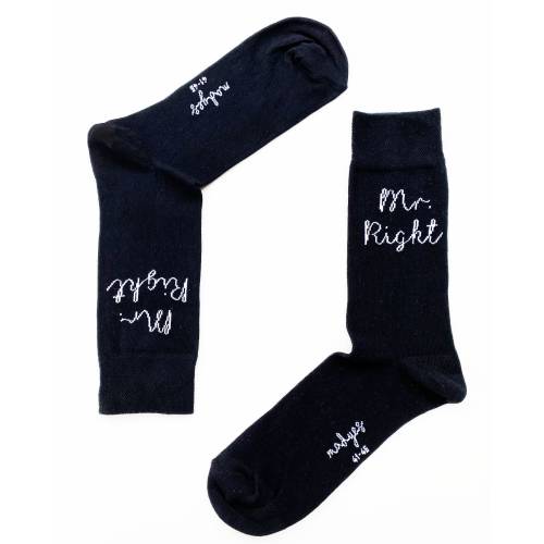 Lustige Hochzeitssocken für den Bräutigam – „Mr. Right“ – originelles Geschenk gegen kalte Füße