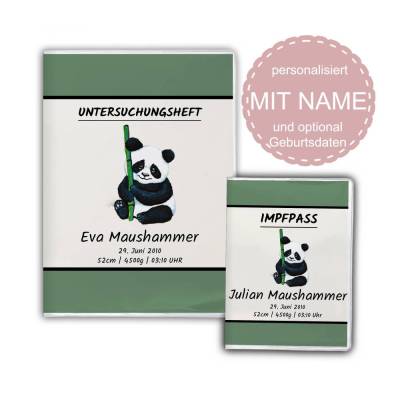U-Heft Hülle und Impfpasshülle personalisiert | mit Name & Geburtsdaten | Panda