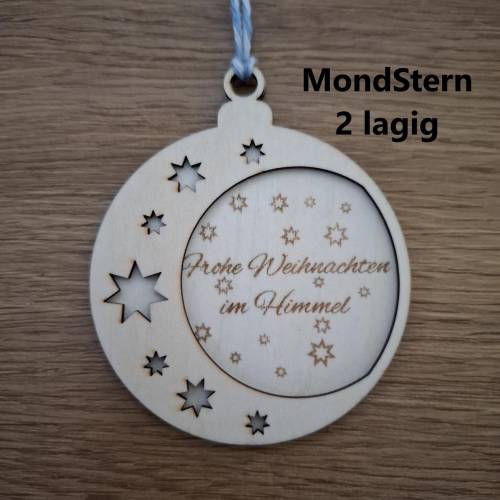 Holz Anhänger rund graviert | Sternenkind Andenken & Fensterdeko | Erinnerung Fehlgeburt Trauer Geschenk