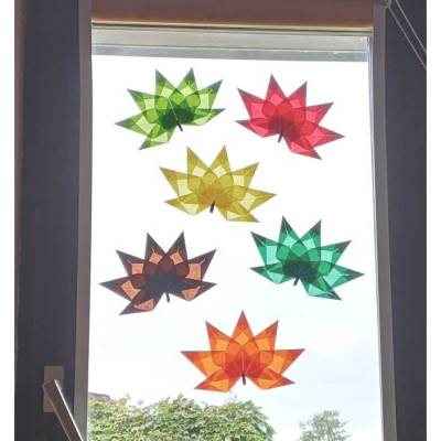 Fensterbilder Transparentpapier – Fensterdeko Herbstlaub Suncatcher Set