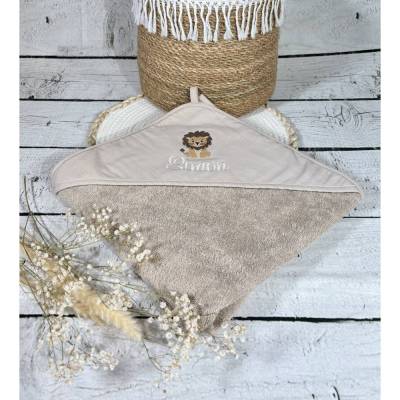 Kapuzenbadetuch XXL personalisiert 100 x 100 cm Löwe Leo Handtuch Geschenk zur Geburt Taufe Geburtstag Badetuch