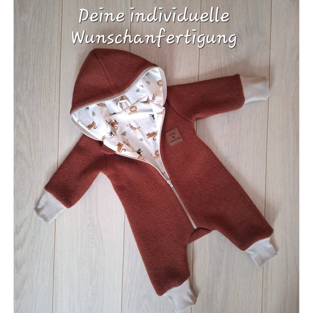 Wollwalkoverall Baby 50-98 mit Mitwachsbündchen, nach Wunsch individuell gefertigt, Wollwalk Overall, Walkoverall Wolle Bild 1