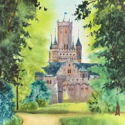 Original Aquarell "Schloss Marienburg" | 41 x31 cm