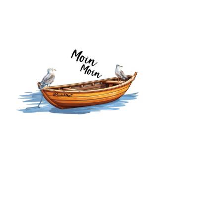 Möwen mit Boot Maritim Aufkleber WOMO Auto/Wandtattoo Wetterfest-UV Beständig WP-001-445-092025