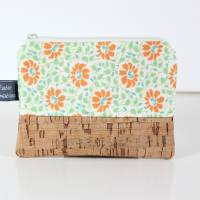 Schlüsseletui LISBETH aus Kork & Baumwolle in orange und hellgrün – Mini-Geldbörse, 12x8,5 cm