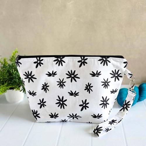 Projekttasche Stricktasche Handarbeitstasche Blumenprint – Platz für 400g Wolle 