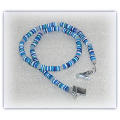 Serviettenkette blau und weiß Heishiperlen, Serviettenhalter zum Umhängen