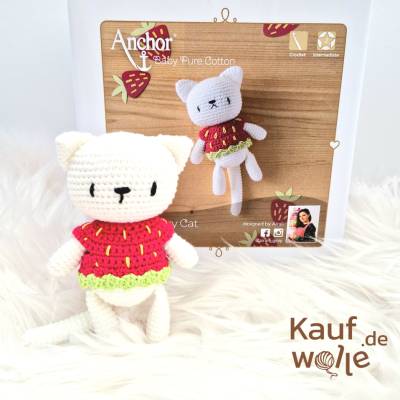 DIY Häkelkit - Katze in Erdbeermuster Amigurumi - DIY Handarbeitsset/Häkelset Strawberry Cat Amigurumi