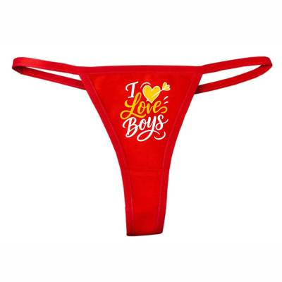 Ladie Tanga Slip bedruckt mit I LOVE BOYS