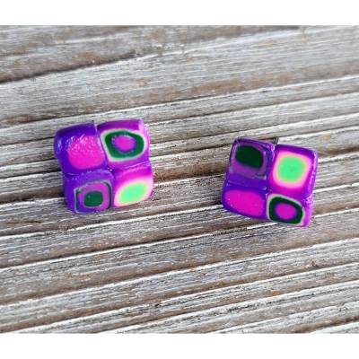 Ohrstecker Klimtstyle aus handmodellierten Perlen Ohrringe aus Fimo Ohrschmuck aus Polymer clay